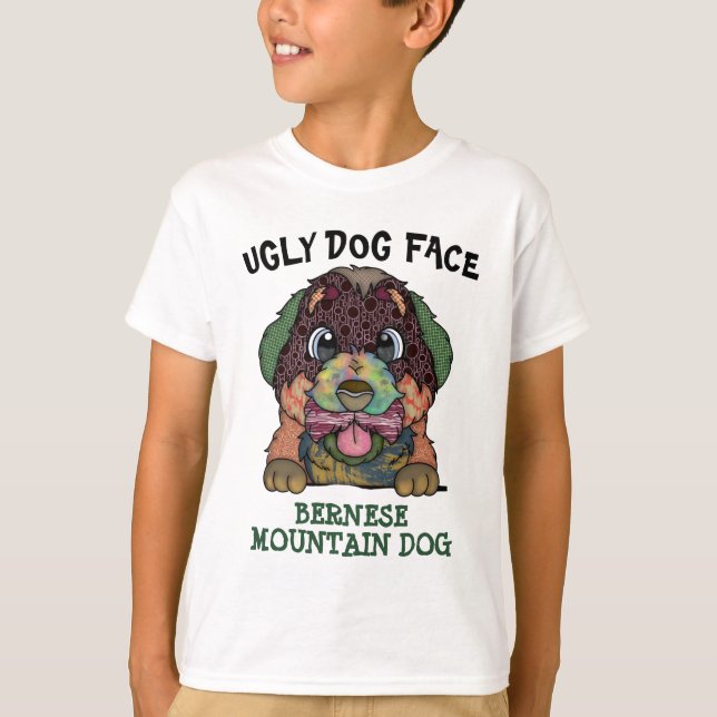 T-shirt Un visage laid de chien de montagne bernois unique (Devant)