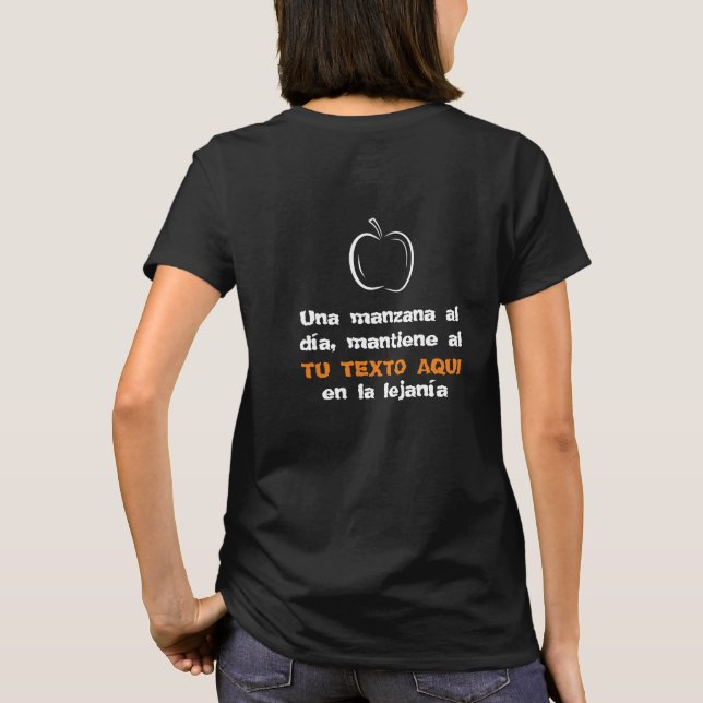 T-shirt Una Manzana Al Di Apple White Line Art (Dos)