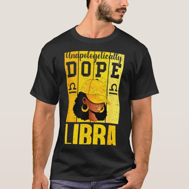 T-shirt Unalogetically Libra Black Woman Cap Zodiac  (Devant)