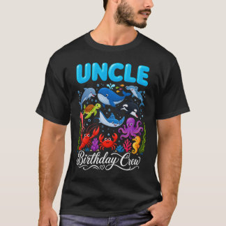 T-shirt Uncle Birthday Crew Ocean Animals Birthday Under S