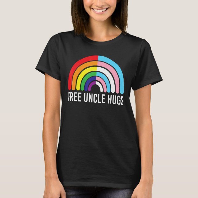 T-shirt Uncle Hugues Gratuit Transgenre Arc-en-ciel Drapea (Devant)
