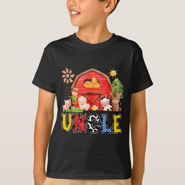 T-shirt Uncle Red Farm Cow Birthday Boy Matching Family Pa (Devant)