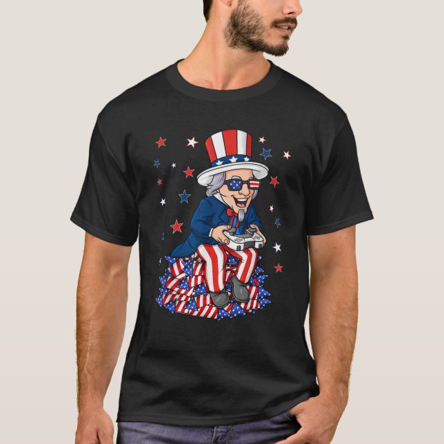 T-shirt Uncle Sam Contrôleur De Jeu 4 juillet Garçons Enfa (Devant)