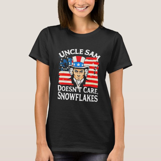 T-shirt UNCLE SAM DOESN'T CARE SNOWFLAKES Funny American (Devant)