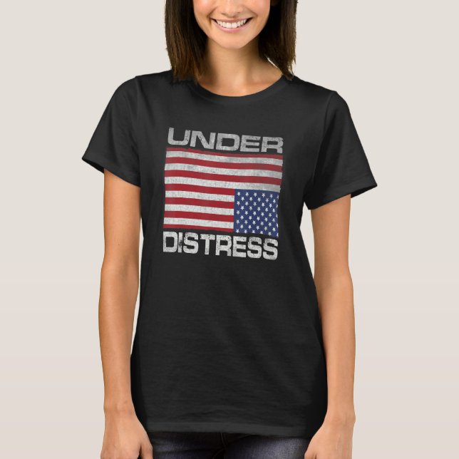 T-shirt Under Distress Tattered Upside Down American Flag (Devant)