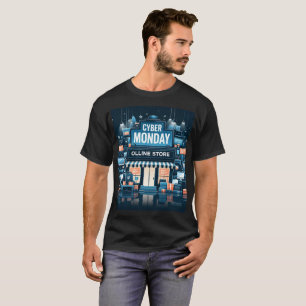 T-shirt une affiche pour le cyber-magasin lunaire avec un
