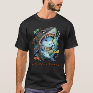 T-shirt Une âme douce dans un masque sauvage Requin mignon