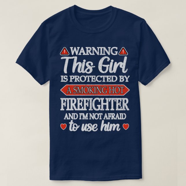 T-shirt Une Amie De Feu Red Line Une Amie De Pompier (Design devant)