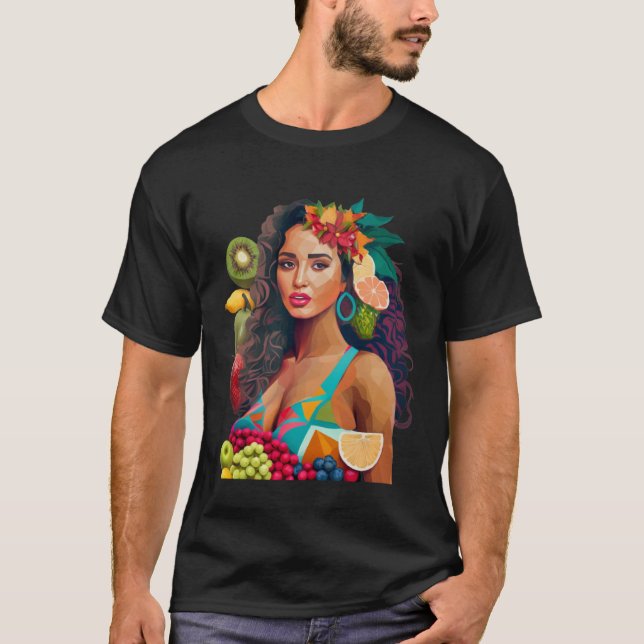 T-shirt Une belle latina femme couverte de fruits Latina W (Devant)