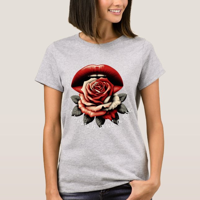T-shirt une bouche et un rose, (Devant)