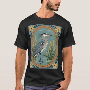 T-shirt Une charmante illustration d'un oiseau héron aux y