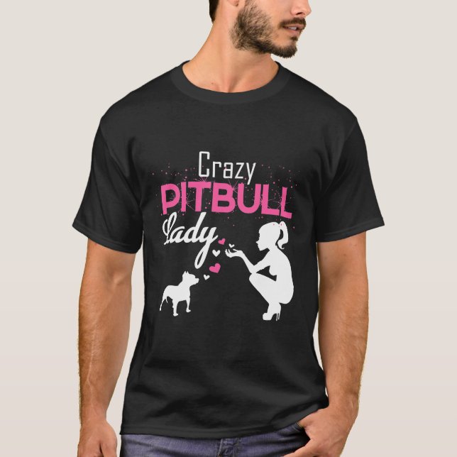 T-shirt Une Dame Aime Un Pitbull Chien Fou (Devant)