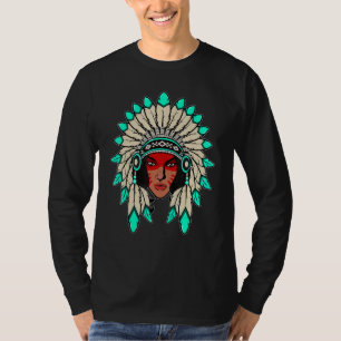 T-shirt Une Femme Amérindienne Guerrière Avec Des Cheveux