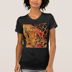 T-shirt Une fille africaine et une girafe - Amis - Dessin