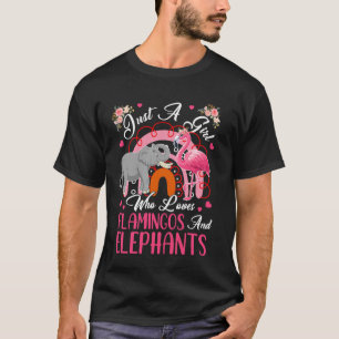 T-shirt Une fille aime les flamants roses et les fleurs d'