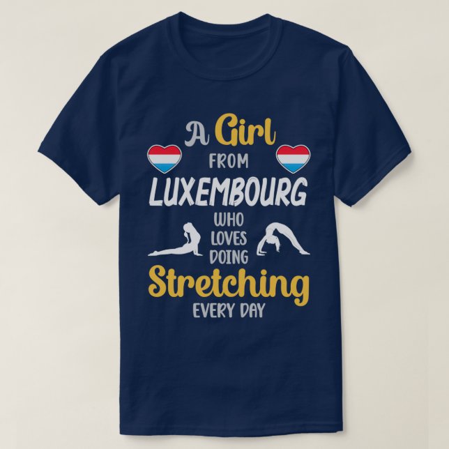 T-shirt Une Fille Du Luxembourg Qui Aime Faire Du Stretchi (Design devant)