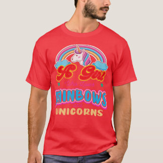 T-shirt Une fille qui aime les arcs-en-ciel et les licorne
