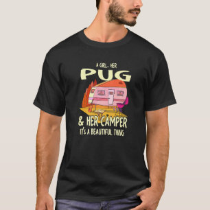 T-shirt Une Fille Son Pug Et Sa Caravane Chien Pug
