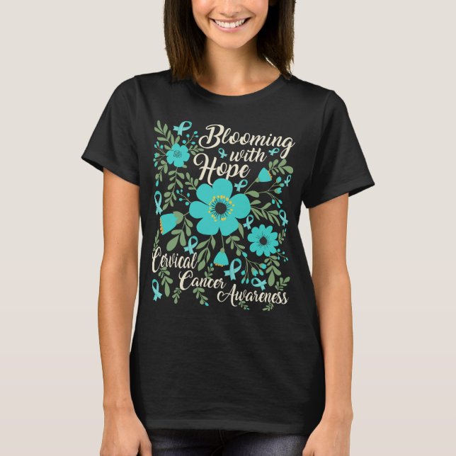 T-shirt Une floraison avec la sensibilisation au cancer du (Devant)