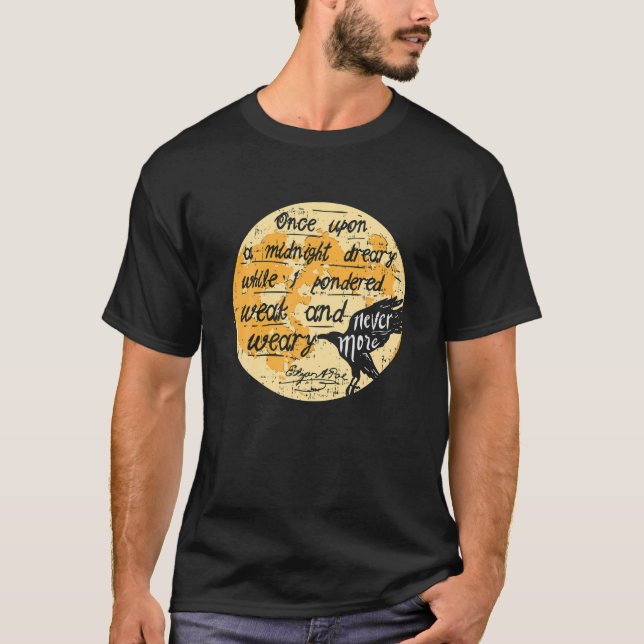 T-shirt Une Fois À Minuit Edgar Allan Poe Raven Citation N (Devant)