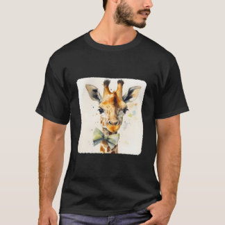 T-shirt Une girafe avec un nœud papillon mode à la mode An