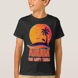 T-shirt Une île heureuse Aru Une belle plage de coucher de