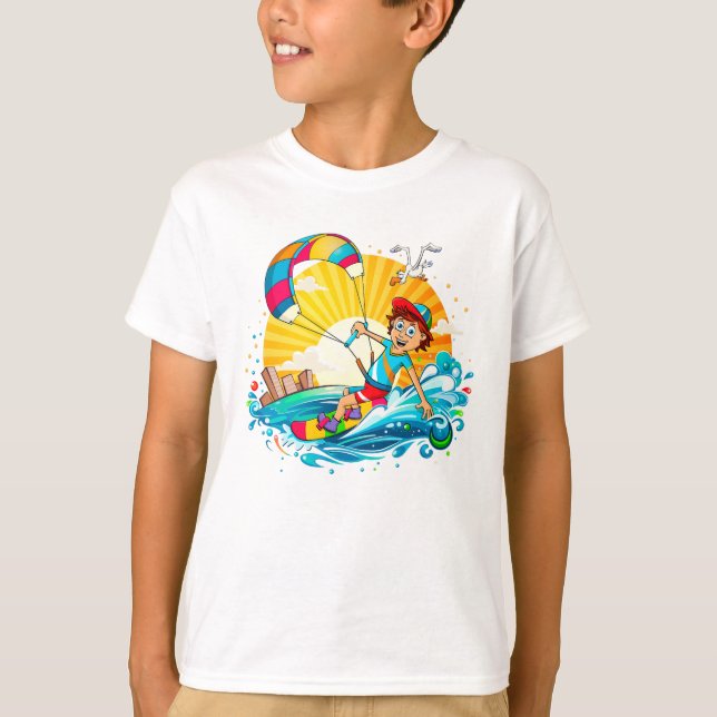 T-shirt Une illustration de surfing de couleur douce. (Devant)