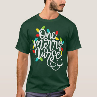 T-shirt Une Joyeuse infirmière lumières de Noël Père Noël