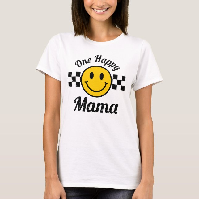 T-shirt Une Joyeuse maman Jaune Sourire visage Anniversair (Devant)