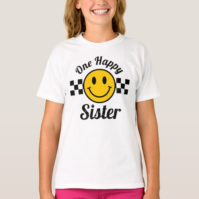 T-shirt Une joyeuse Soeur Jaune Sourire Anniversaire Corre (Devant)