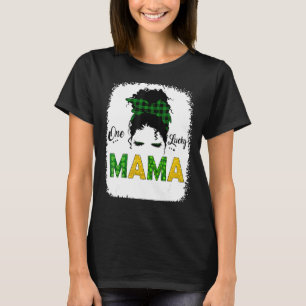 T-shirt Une Lucky Mama Messy Bun Leopard St Patrick Jour S
