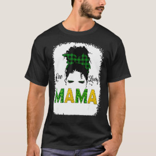 T-shirt Une Lucky Mama Messy Bun Leopard St Patrick Jour S