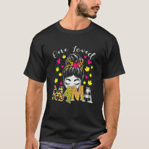 T-shirt Une Mama Love Leopard Plaid Messy Bun Cheveux Mère