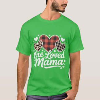 T-shirt Une MAMAN aimée Cute Plaid Heart Famille Saint Val