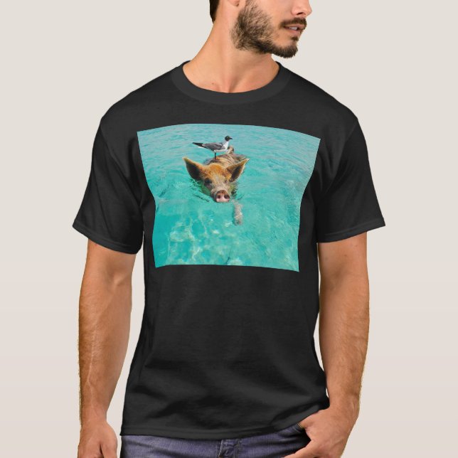 T-shirt Une mouette et un porc (Devant)