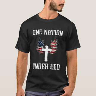T-shirt Une nation sous Dieu American Flag Christian Cross