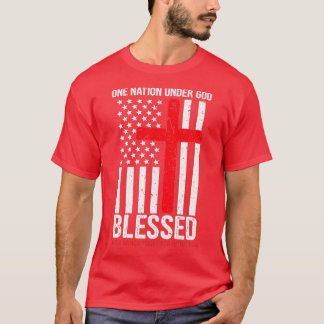 T-shirt Une nation sous Dieu Béni Patriotique Américain Fl