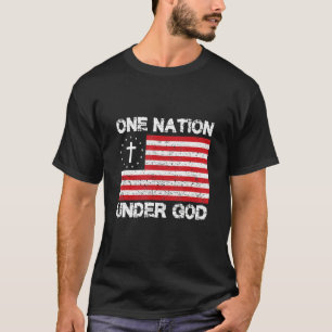 T-shirt Une nation sous Dieu Croix du drapeau américain Us