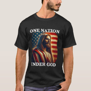 T-shirt Une nation sous Dieu drapeau américain et Jésus Fo