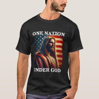T-shirt Une nation sous Dieu drapeau américain et Jésus Fo