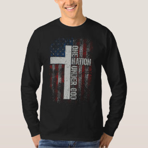 T-shirt Une nation sous Dieu Drapeau de la Croix du culte 