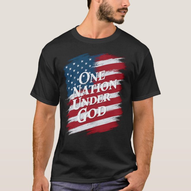 T-shirt Une nation sous Dieu, Fête de l'Indépendance, État (Devant)