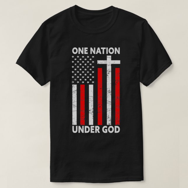 T-shirt Une nation sous Dieu Foi américaine USA Funny 4ème (Design devant)