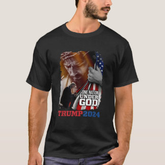 T-shirt Une nation sous Dieu Président Trump 2024 Amérique