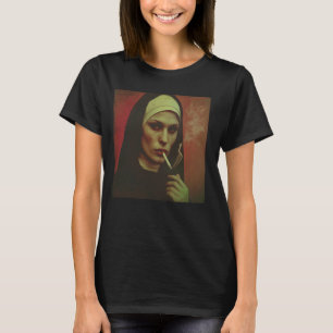 T-shirt Une nonne chaude fume la cigarette, Une nonne rebe