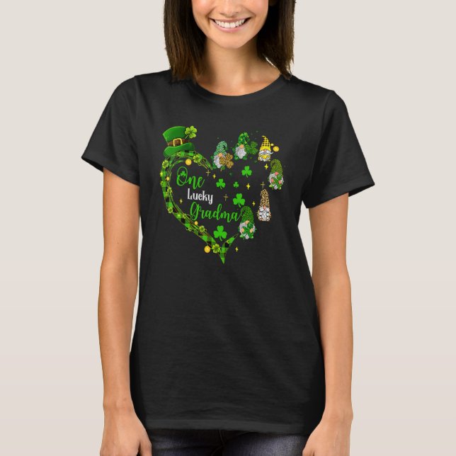 T-shirt Une petite mère chanceuse Gnomies Shamrocks irland (Devant)