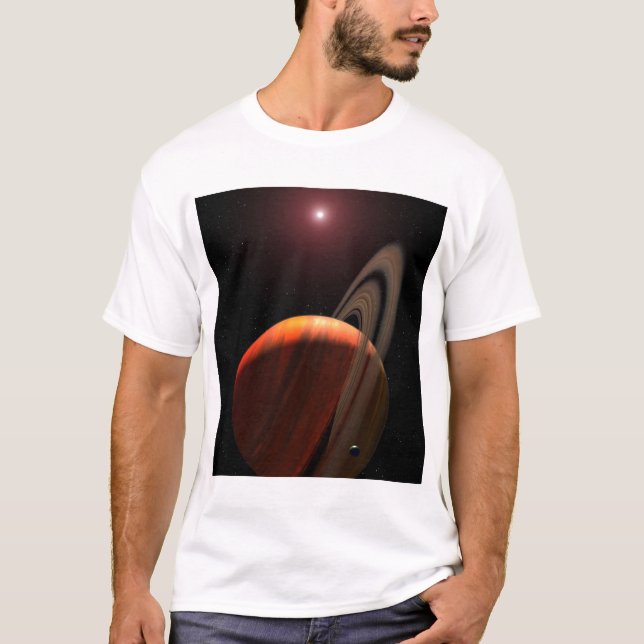 T-shirt Une planète géante du gaz orbitant un nain rouge (Devant)