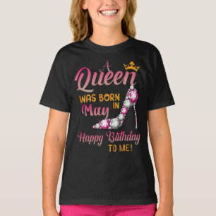 T-shirt Une Reine Est Née En Mai Joyeux Anniversaire Pour