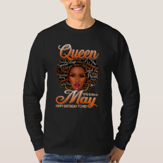T-shirt Une Reine Vintage Rétro Femme Est Née En Mai Noir