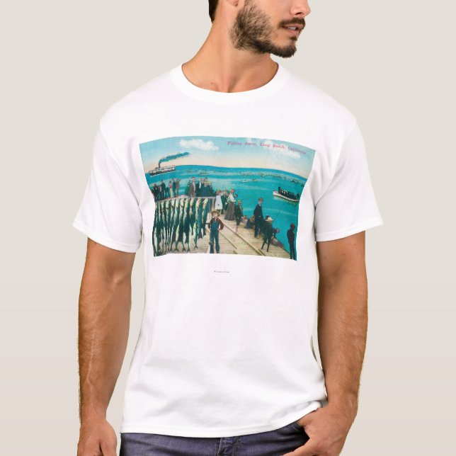 T-shirt Une scène de pêche avec un crochet énorme (Devant)